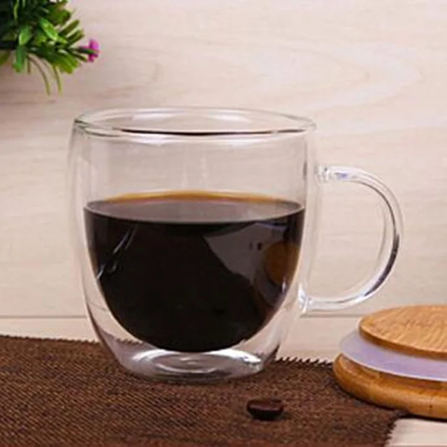 300ML 4 вида двойных кофейных кружек с ручкой чашки для напитков с двойными стенками Стеклянная чайная чашка креативный подарок посуда для напитков молоко - Цвет: 300ML