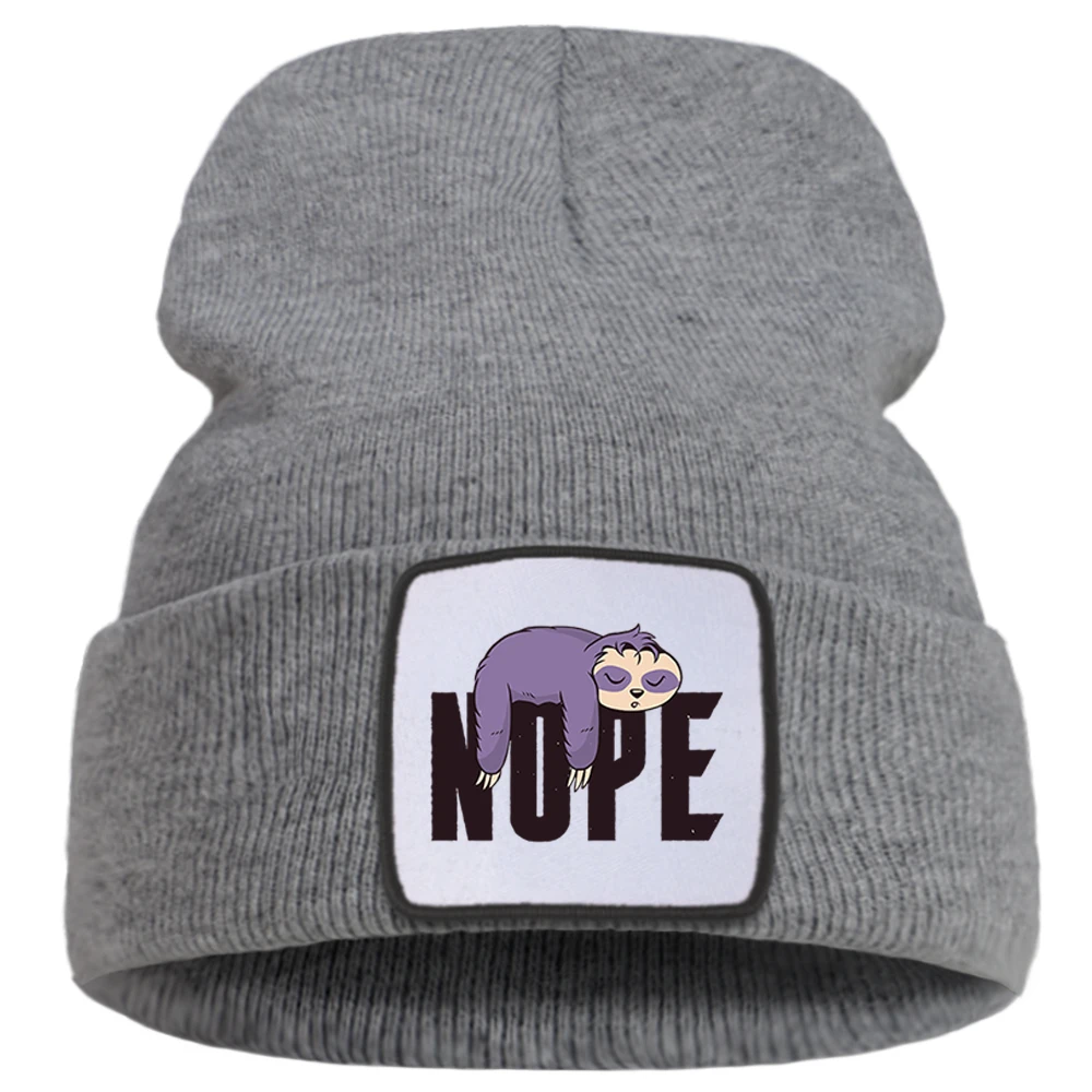 Забавная Ленивец крутая надпись нопа мультяшный принт Женская зимняя шапка