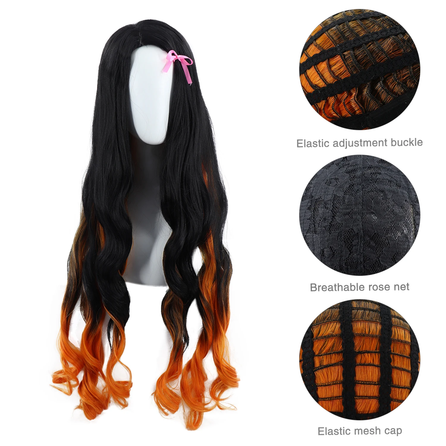 Kamado Nezuko Wig Demon Slayer: Kimetsu No Yaiba Nezuko Cosplay 95cm  Gradient Long Hair Accessories Heat Resistant Synthetic Wig - Cosplay  Costumes - AliExpress