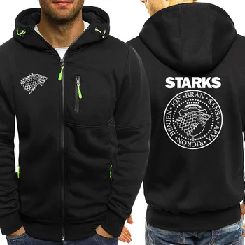 

2019 Men Brand Clothing Zip Fleece Jacket House Stark Wolf Mens Hoodies Game Of Thrones Brand Outwear Male Motorcycle Streetwear