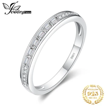 

JewelryPalace CZ Wedding Rings 925 Sterling Silver Rings for Women Stackable Anniversary Ring Eternity Band Silver 925 Jewelry