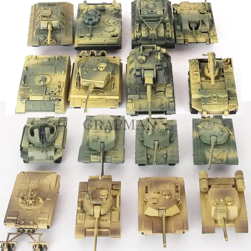 1/72 en plastique assemblé réservoir modèle Kit WWII modèle militaire Puzzles 24 Styles réservoirs Table de sable réservoirs jouets pour garçons