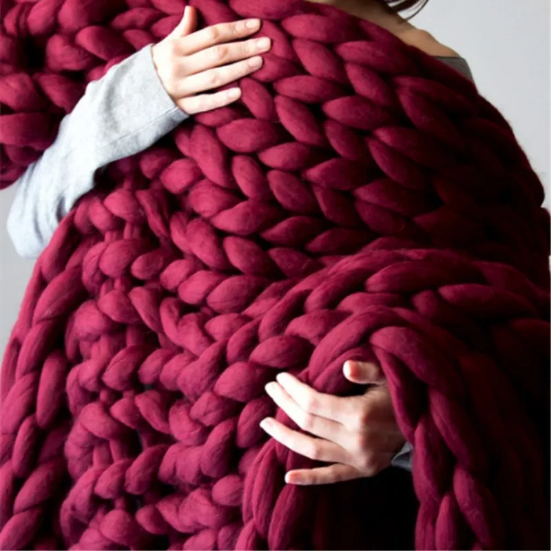 500 г пряжа из мериносовой шерсти, DIY объемное вязаное одеяло для рук, толстая пряжа, ручная вязка, шапка, шарф, швейная пряжа - Цвет: Wine Red