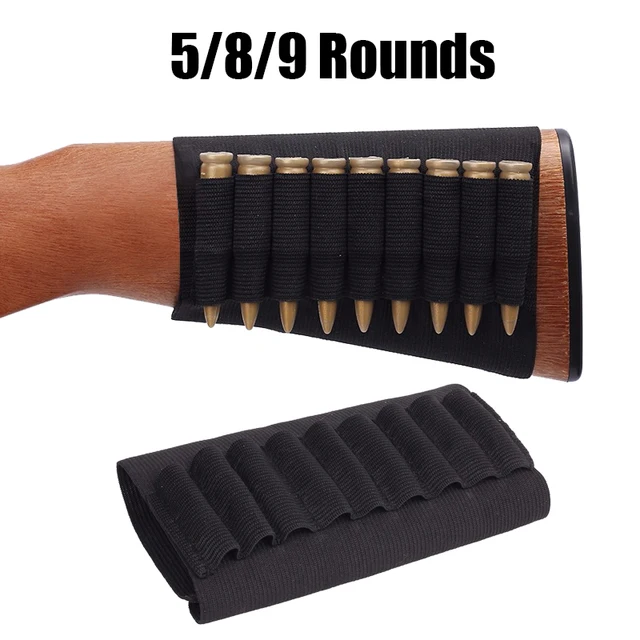 US $2.43 Tactical Ammo Pouch Cartridge Holder 5/8/9 Round Rifle Bullet Holster Butt Stock Shell Pouch Case A