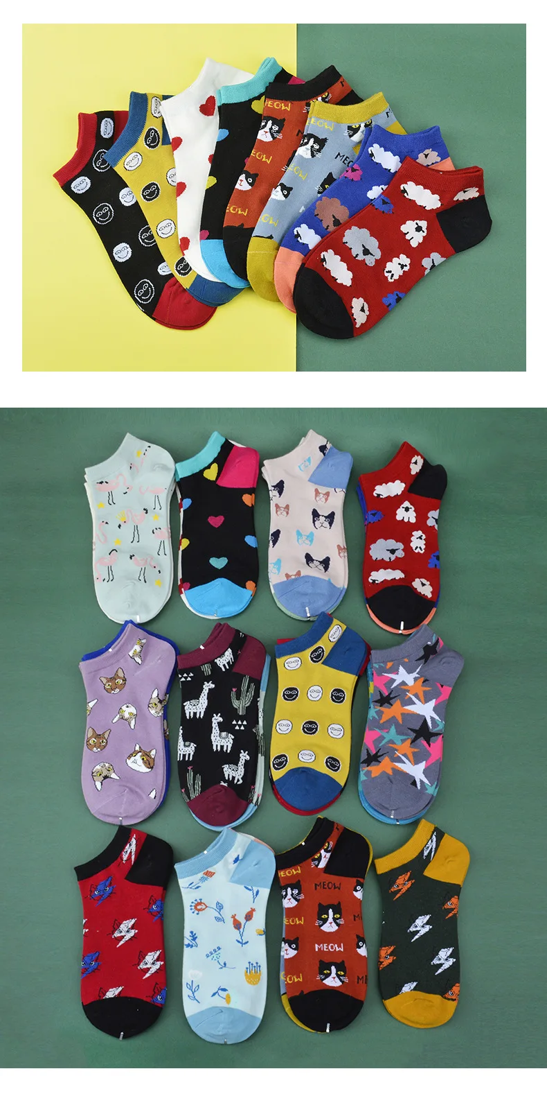 2 пары женских носков короткие носки в Корейском стиле с милым мультяшным принтом happy fun Индивидуальные женские хлопковые носки-Тапочки