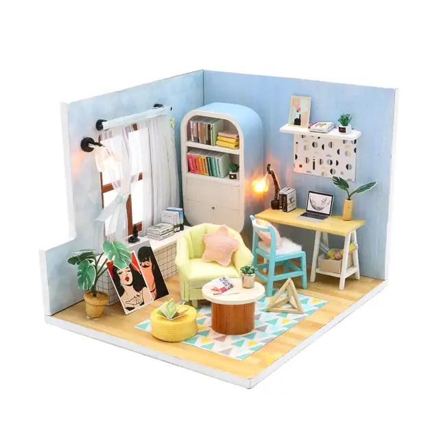 Doll House Furniture Diy Miniature 3D Wooden Miniaturas Dollhouse Toys for Children Birthday Gifts QT07 2