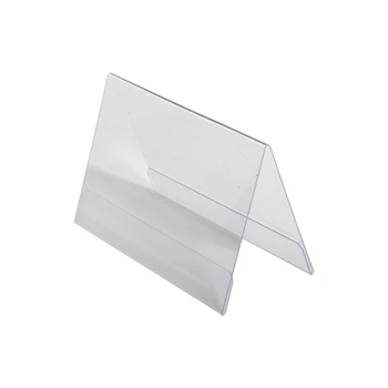 

PVC Clear Office Meeting Conference Desk Business Card Holder Name Tag Ticket Label Sign Holder V Shaped Slant Double Sides