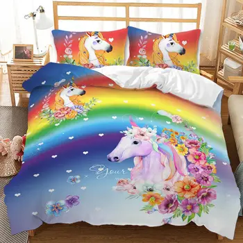 

Unicorn Bedding Set Duvet Cover Bedding Set Princess Girls Sweet Bed Sheet Duvet Cover Pillowcase Home Textiles for The Sheet