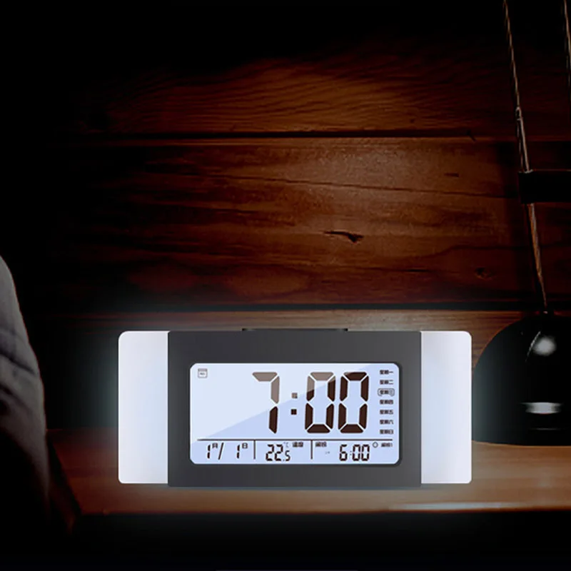 Digital Electronic alarm clock LED Intelligent Voice Report Night light Display
