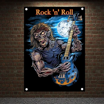 

Large Music Illustrated Rock Band Posters Wall Stickers High Grade Canvas Art Four Holes Banners & Flags Home Decor Scary Bloody