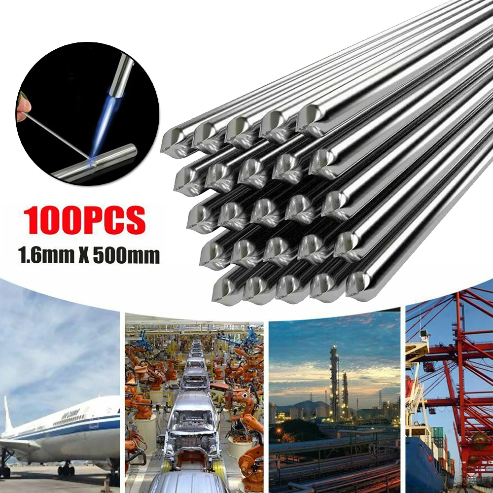 100PCS Aluminum Solution Welding Flux-Cored Rods Wire Brazing Rod 50cm*1.6mm/2mm 
