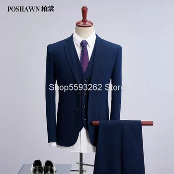 

Men Suit Suit Three-piece Set Thick Grinding Mao Business Slim Fit Simple Suit Male