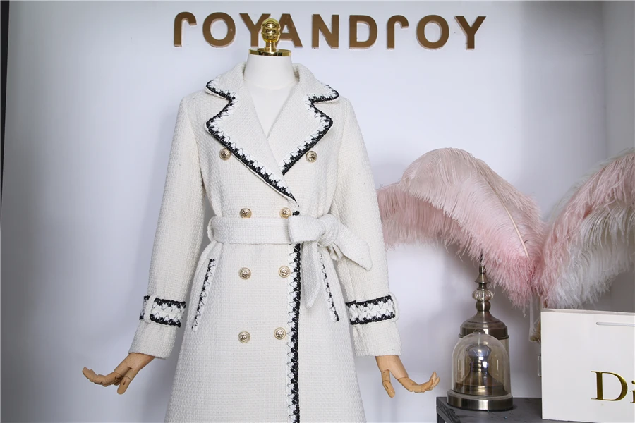 Новинка, зимнее стеганое длинное шерстяное пальто с длинными рукавами и лацканами, украшенное металлической пряжкой, Женское пальто