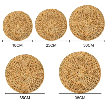 

6 Pack Round Water Hyacinth Placemat,Quality Woven Wicker Table Place Mats,25cm