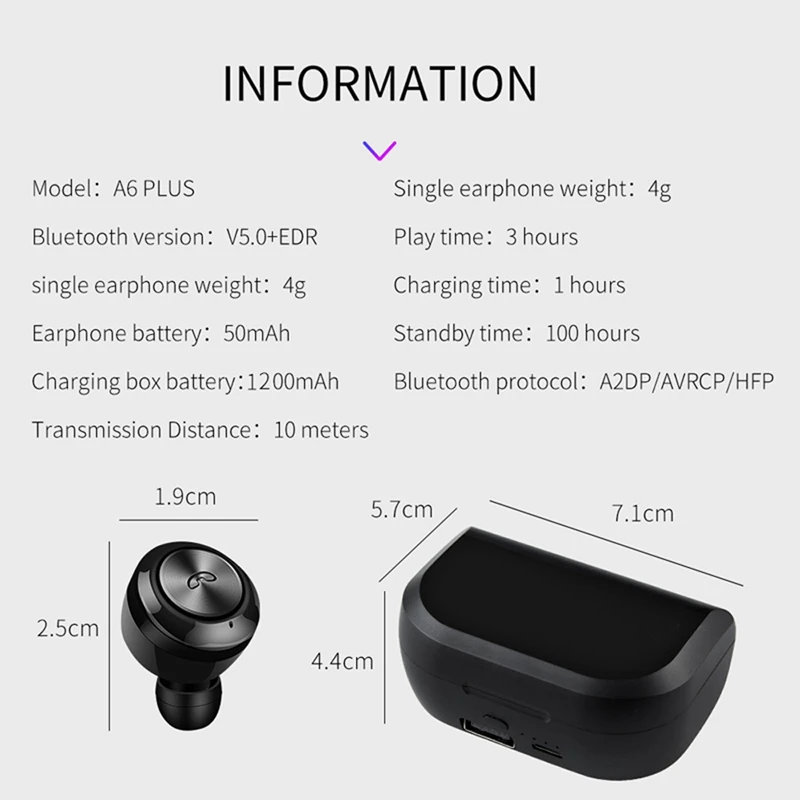 HFES A6 Plus Bluetooth 5,0 беспроводные наушники TWS мини наушники 5,0 стерео наушники вкладыши