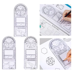 Règle géométrique multifonctionnelle, modèle de dessin, outil de mesure, jauge carrée, Angle pour fournitures scolaires et de bureau 