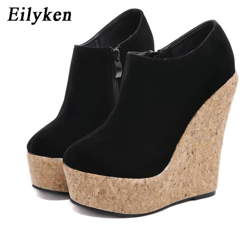 Eilyken-섹시한 하이힐 라운드 토 구두 여성, 패션, 통굽, 웨지 펌프스, 나이트 클럽, 봄 가을 2