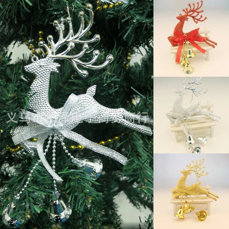 

Hanging Ornaments Christmas Gift Gold,Silver,Red Plastic Xmas Tree Reindeer Designed Party Creative Decoration