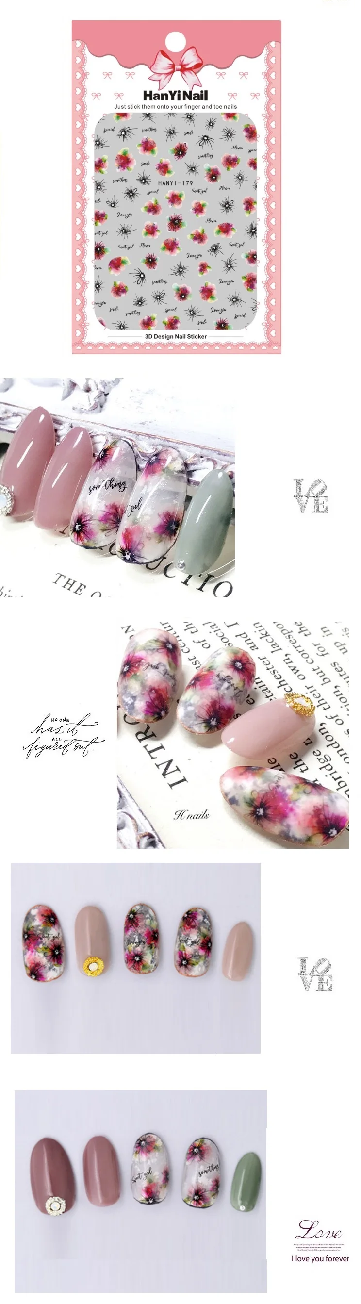 Цветочные узоры! Лак для ногтей задний клей деколь декорации дизайн ногтей стикер для ногтей Советы красоты