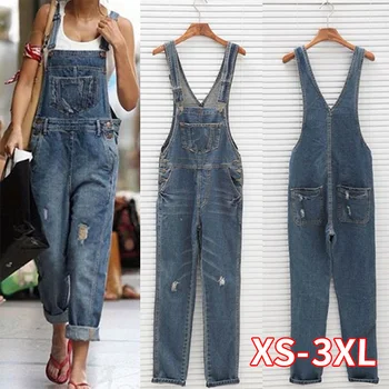 

2020 Women Girl Washed Denim bodysuit Ladies Casual Jeans Hole Rompers Womens Jumpsuit Overalls Denim Jumpsuits