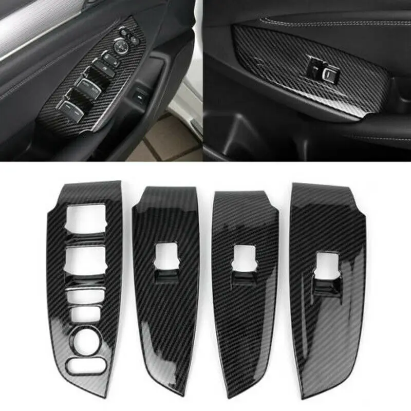 

Fits For Honda Accord 2018-2020 Carbon Fiber Look Inner Window Switch Panel Moulding Cover Trim Car Accessories 4PCS