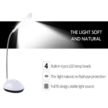 

Battery Powered Mini LED Desk Lamp 360 Degree Rotation Reading Table Night Light D08F