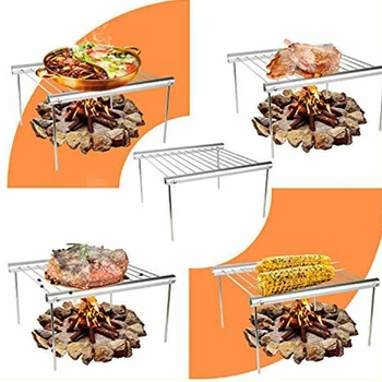 

1PC Stainless Steel Barbecue Accessories Foldable BBQ Grill Rack Portable Camping Mini BBQ Grill Rack For Home And Outdoor Use