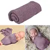 3PCS Newborn Photography Props Accessory Toddler Photo Blankets Wrap and Headband Mohair Stretch Knit Swaddle Wraps Studio Props 3
