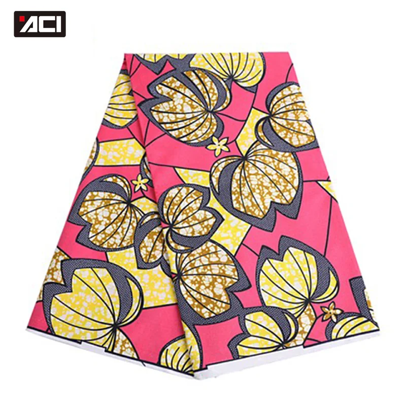 

ACI 100% Polyester African Wax Fabric 6 Yards/Piece Free Shipping Veritable Wax African Ankara Fabrics Dutch Wax Tissu Africain