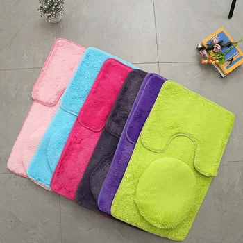 

Microfiber Bathroom Rugs Set Shaggy Soft Bath Mat & U-Shaped Toilet Rug Non-Slip Machine Wash Dry Absorbent Shower PAK55