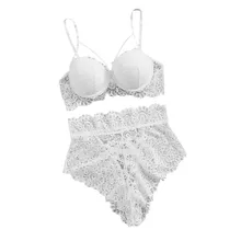 Женский комплект нижнего белья, корсет с кружевом на косточках, муслиновая одежда для сна, нижнее белье, топы+ трусы, комплект сексуального нижнего белья для девочек, Bielizna Erotyczna