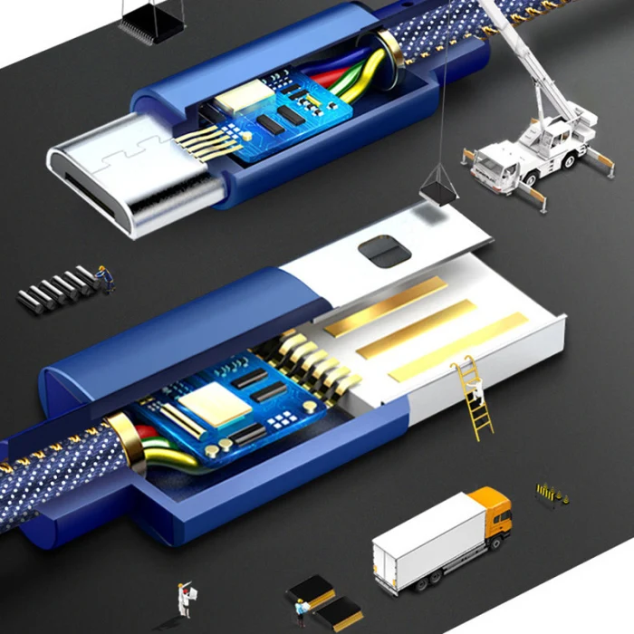 Износостойкий джинсовый зарядный кабель для телефона Micro USB/type-C линия передачи данных для Android PUO88