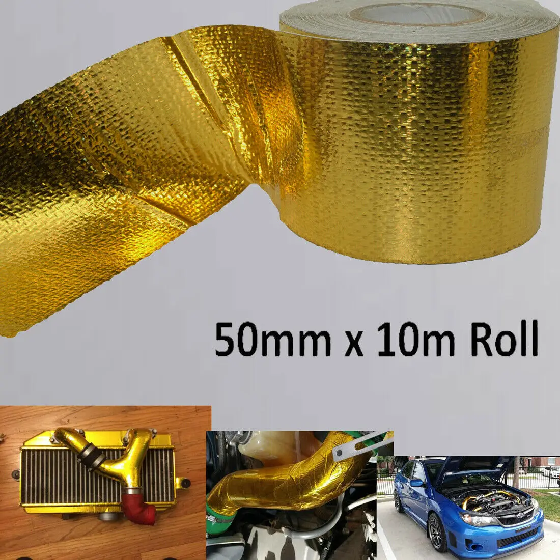2" x 30' Roll Self Adhesive Reflective Gold Heat Wrap Tape High Temp Shield
