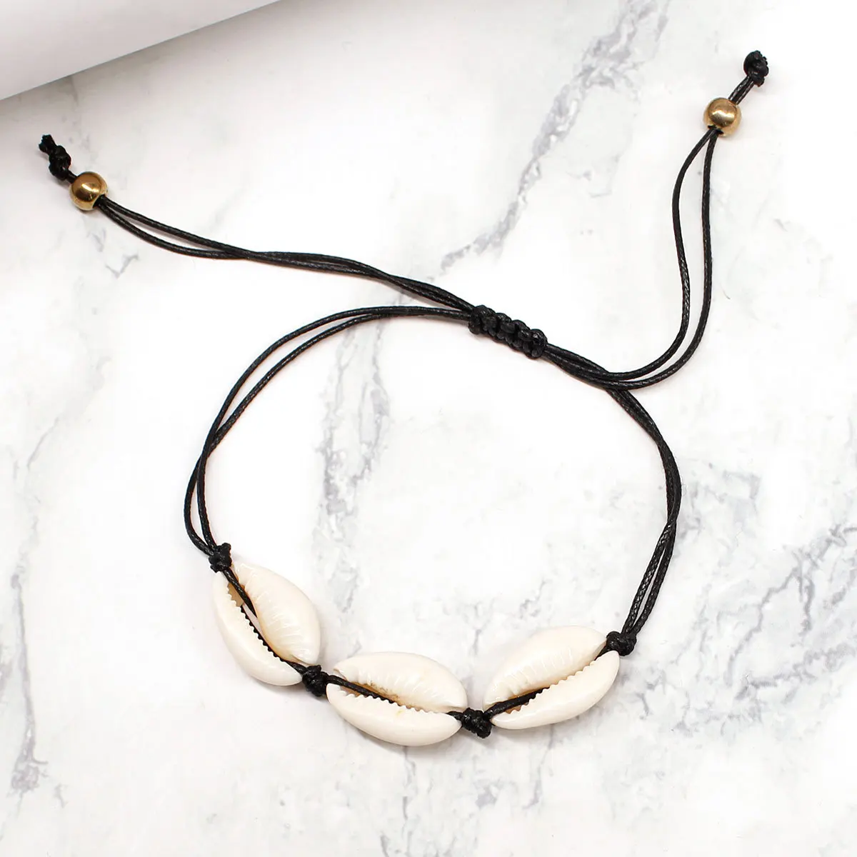 

Europe And America Accessories Natural Shell Leather Rope Beach Anklet Women's Summer Fashion Hand-woven Foot Ornaments K237