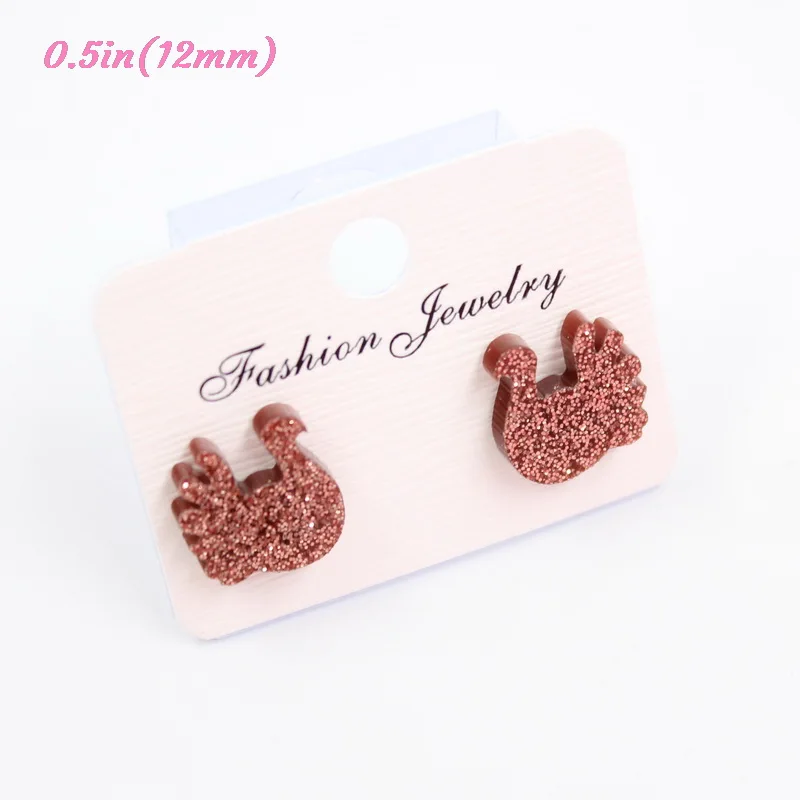 brown glitter-12mm 12 мм блестящие акриловые серьги-гвоздики Имбирная звезда олень индейка снежинки Рождественские серьги-гвоздики серьги без аллергии-ST-1 - Окраска металла: brown glitter-12mm