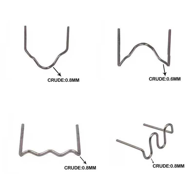 Grapadora caliente de reparación de plástico, parachoques de onda precortada estándar, reparación de carrocería, herramienta de soldadura de acero inoxidable de onda de 100/0,6mm, 0,8 Uds.