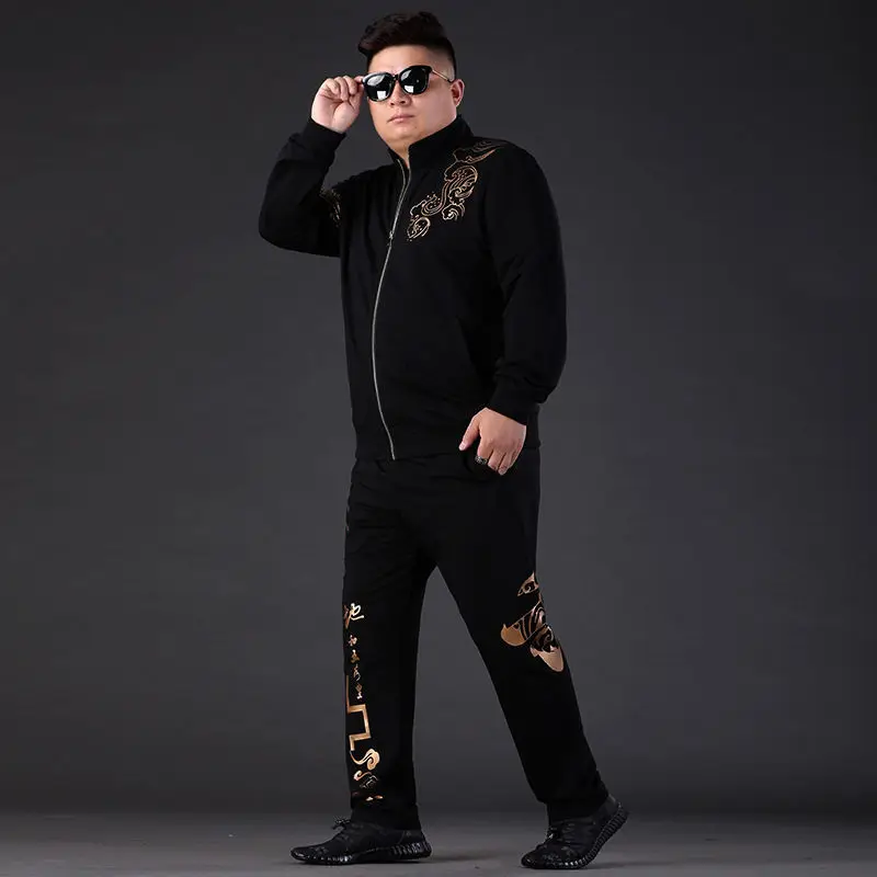 

Spring and Autumn Fashion New Style Plus Fertilizer To Increase Loose Leisure Sports Suit Trendy Men's Sweater
