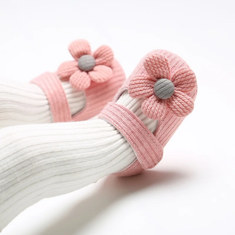  New Autumn Cute Baby Girl Shoes 0-18M Anti-Slip Casual Walking Shoes Flower Sneakers Soft Soled Fir