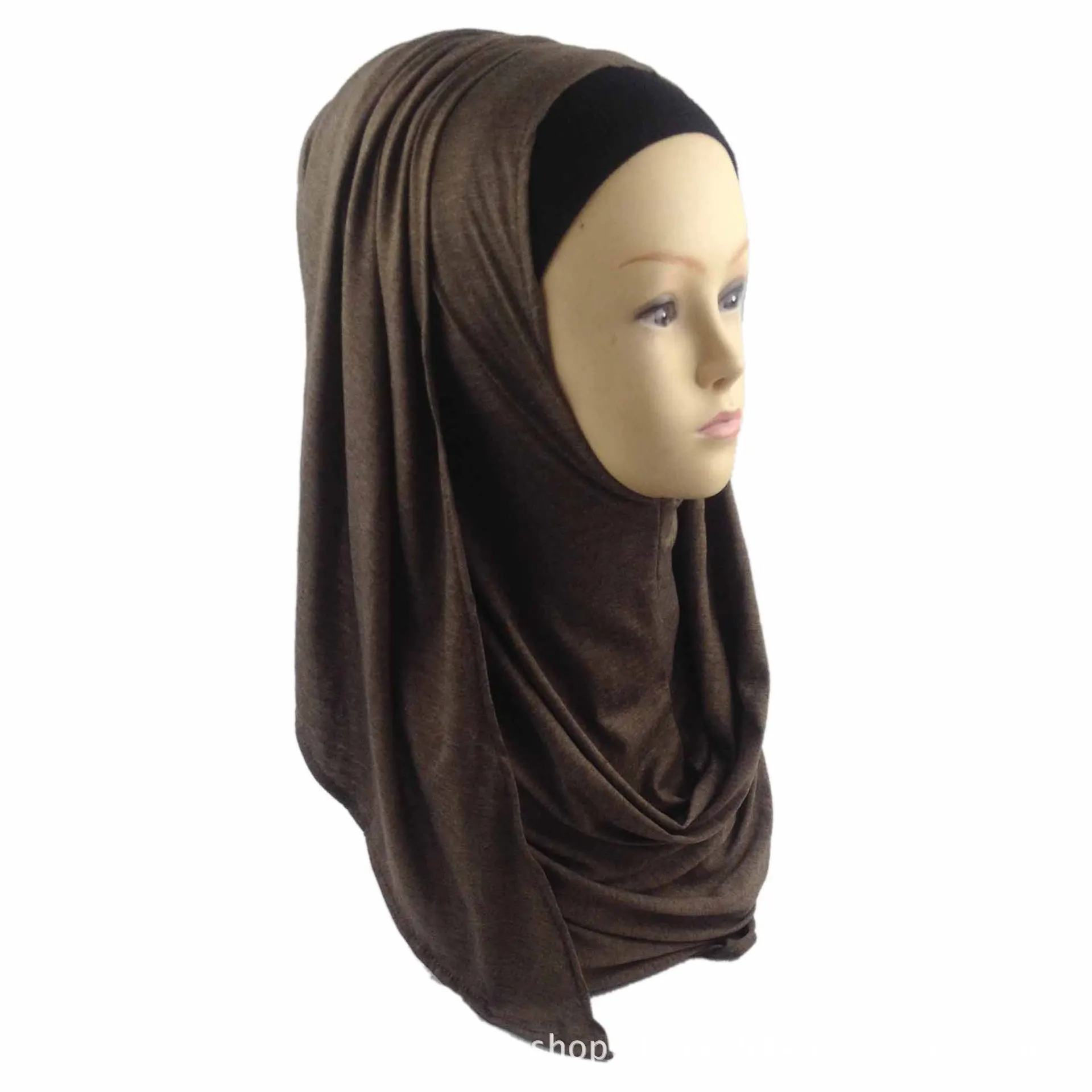Muslim Lady Bag Headscarf Butterfly Semicircle Colored Cotton Scarf Europe And America Export Instant Headscarf Wholesale