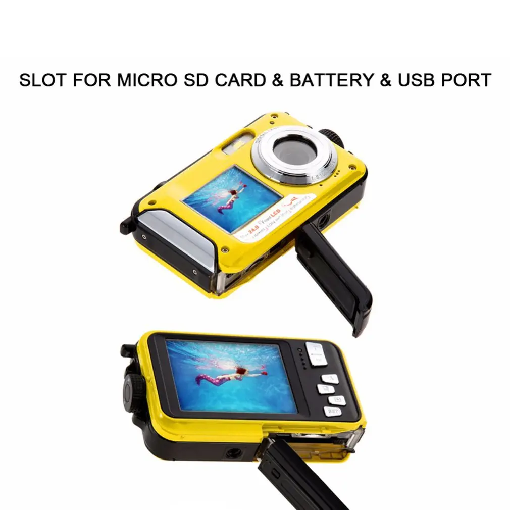 2,7 дюймов TFT цифровая водостойкая камера 24MP/48MP MAX 1080P двойной экран 16x цифровой зум видеокамера HD268 подводная камера