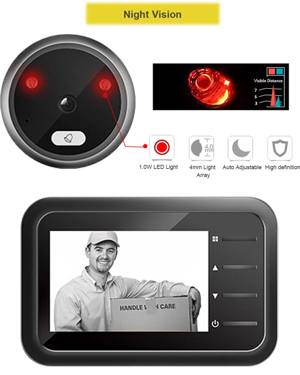 wireless video intercom system 2.4 inch Video Peephole Doorbell Auto Record Digital Door Night Viewer Entry Security Camera Electronic Ring Battery Door Bell audio intercom