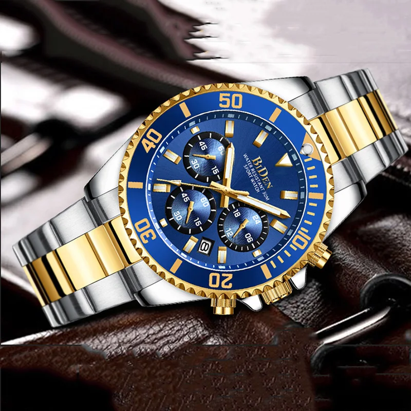 Biden Luxury Mens Watches Sports Chronograph Waterproof Analog Hour Date Quartz Watch Men Fashio-5