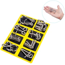 Rompecabezas Montessori de Metal para niños y adultos, 8 unids/set/set, alambre, IQ, mente, juego interactivo, Reliever, juguetes educativos