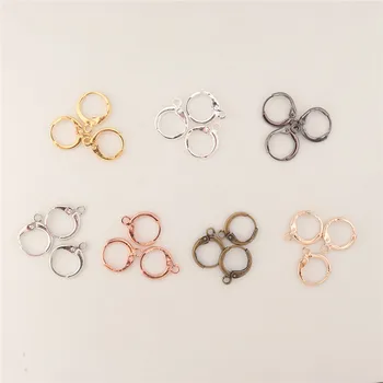 

20pcs Metal Earring Making Accessories Rhodium Copper Clip On Earring Clasps Hooks Findings With Loop Clasp Round Base DIY