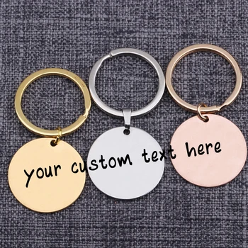 

30mm Round Keychain Custom Engraved Texts DIY Key Chains Gift for Women Men Keyring Family Friends Couples Key Holder Presents