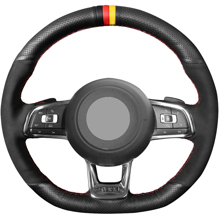 Coprivolante Per Auto In Vera Pelle Scamosciata Nera Per Volkswagen Golf 7 Gti Golf R Mk7 Vw Polo Gti Scirocco 2015 2016