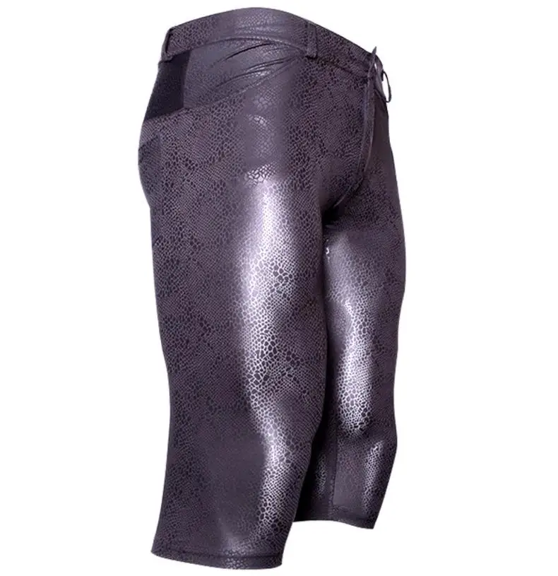 Men Sexy Breathable Short Pants Silky Slim Tight Stretchy Ultra Thin Unique Faux Leather Stylish