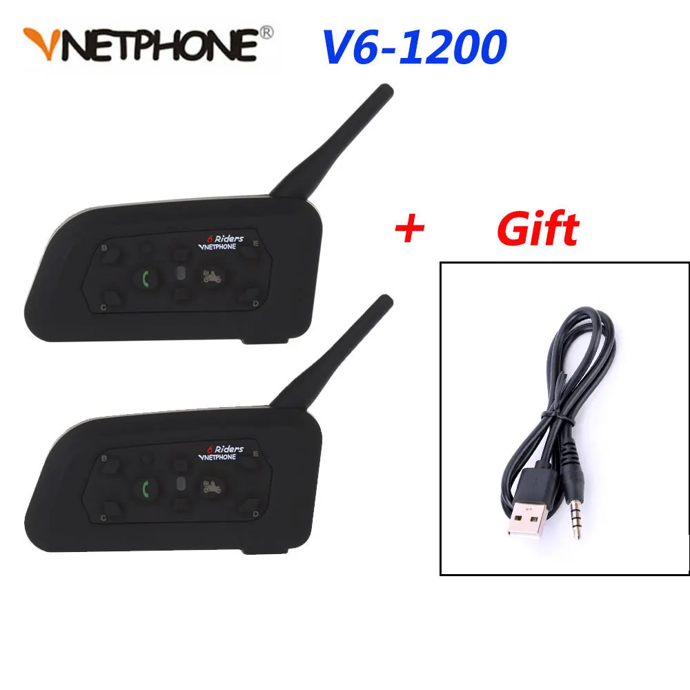 Vnetphone 2 шт. V6-1200M мотоциклетный Bluetooth шлем домофон для 6 всадников Casco Walkie Talkie Переговорная гарнитура с микрофоном