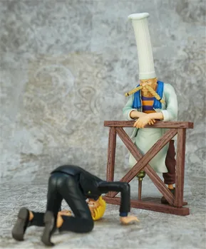 

ONE PIECE DS Sanji bended knees Zeff Statue Bharathi Restaurant Special Effects Scene PVC Action Figure Model Toys BOX Y1070