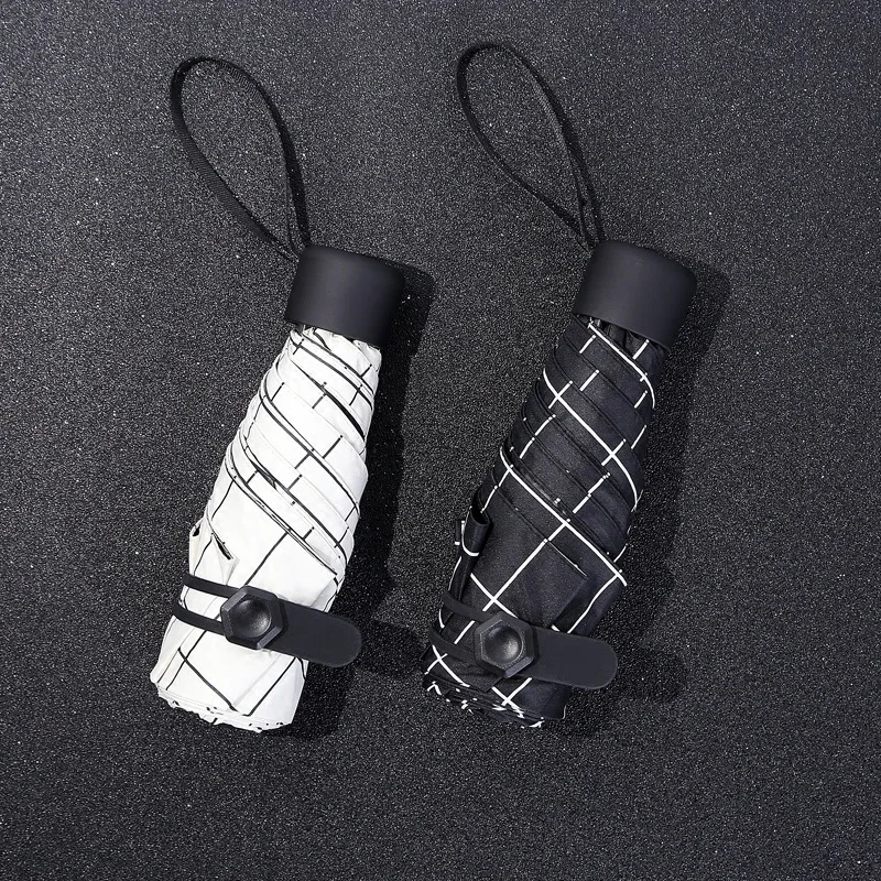 

Five-fold Umbrella 6 K New Style ge zi san Vinyl Sun-resistant UV-Protection Parasol Small Mini kou dai san Wholesale Customizab